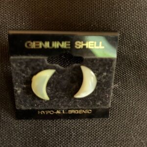 Moon shaped shell pierced earrings (bundled saver)